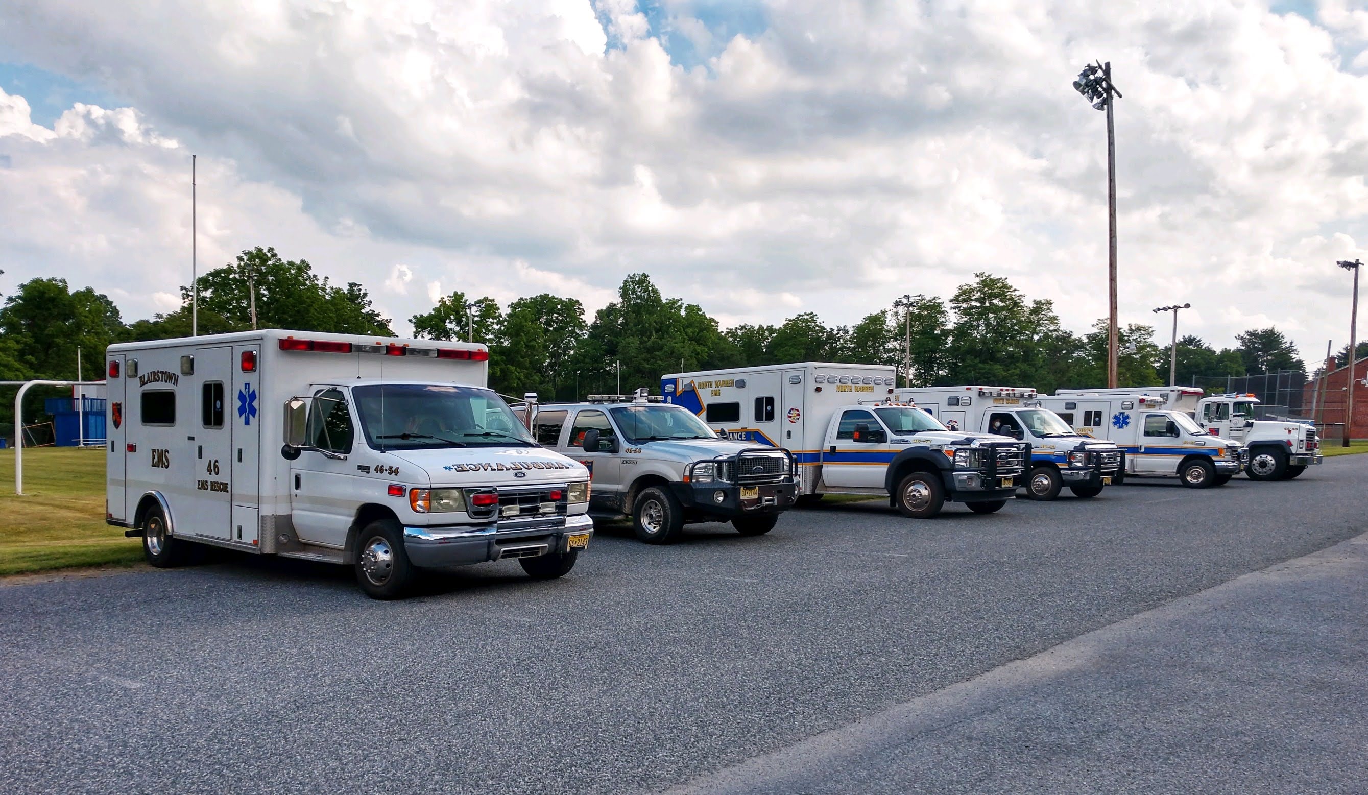 Several ambulances lined up